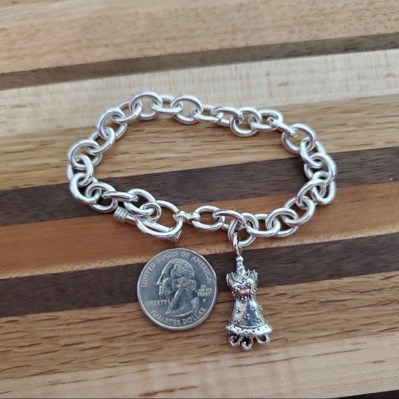 Sterling Oval Link Bracelet with Charm (36.8g) - Picture 7 of 8